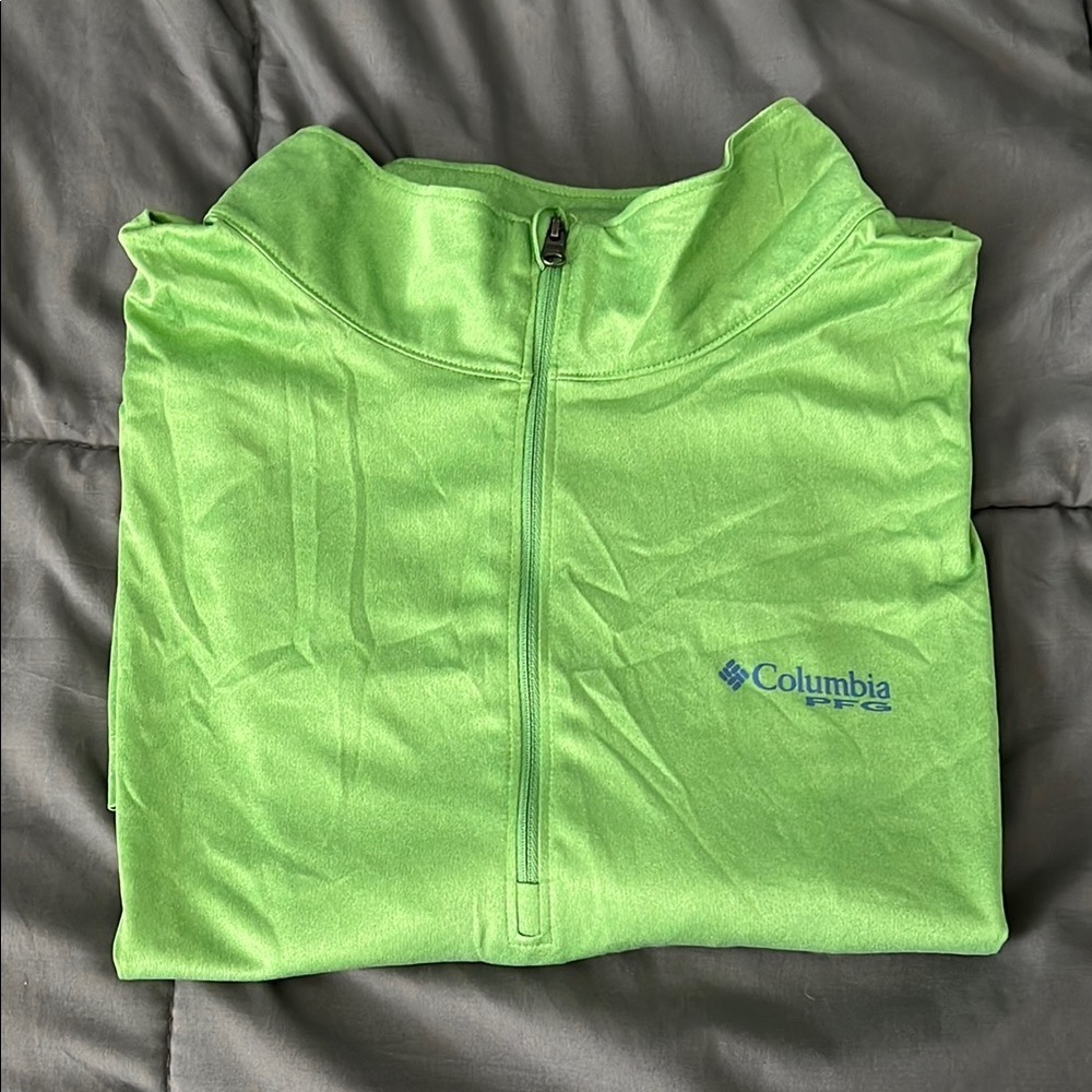 Columbia PFG Quarter Zip Bright Green Size 2XL